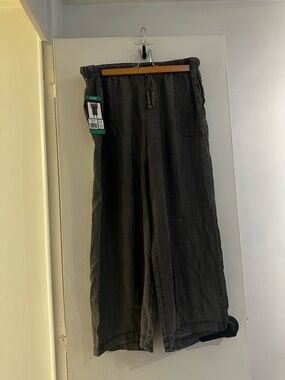 Splendid Washed Charcoal Wide-Leg Linen-Blend Pants